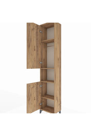 Arges Dolap 4 Raflı 2 Kapaklı Tek Askılı 44x30x221 Çam-Çam