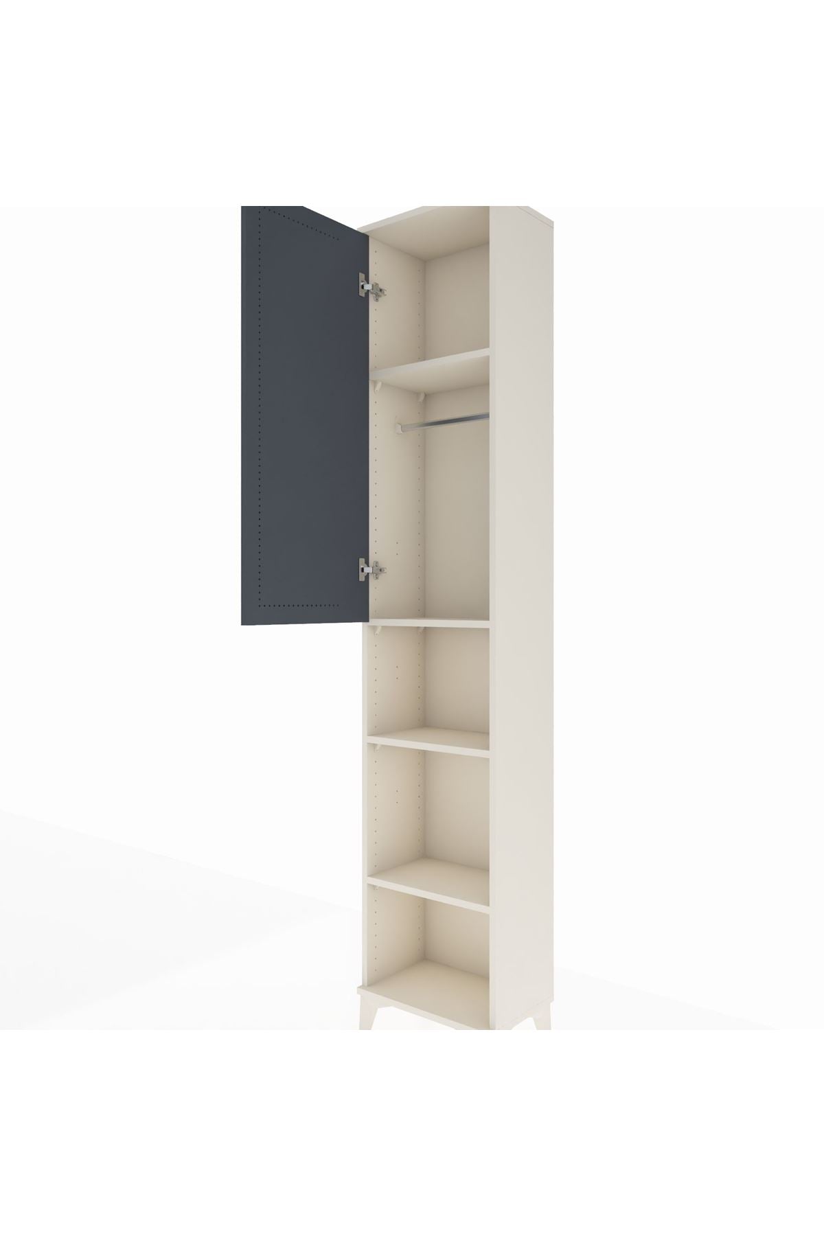 Arges Dolap 4 Raflı Tek Kapaklı Tek Askılı 44x30x221 Aytaşı-Antrasit