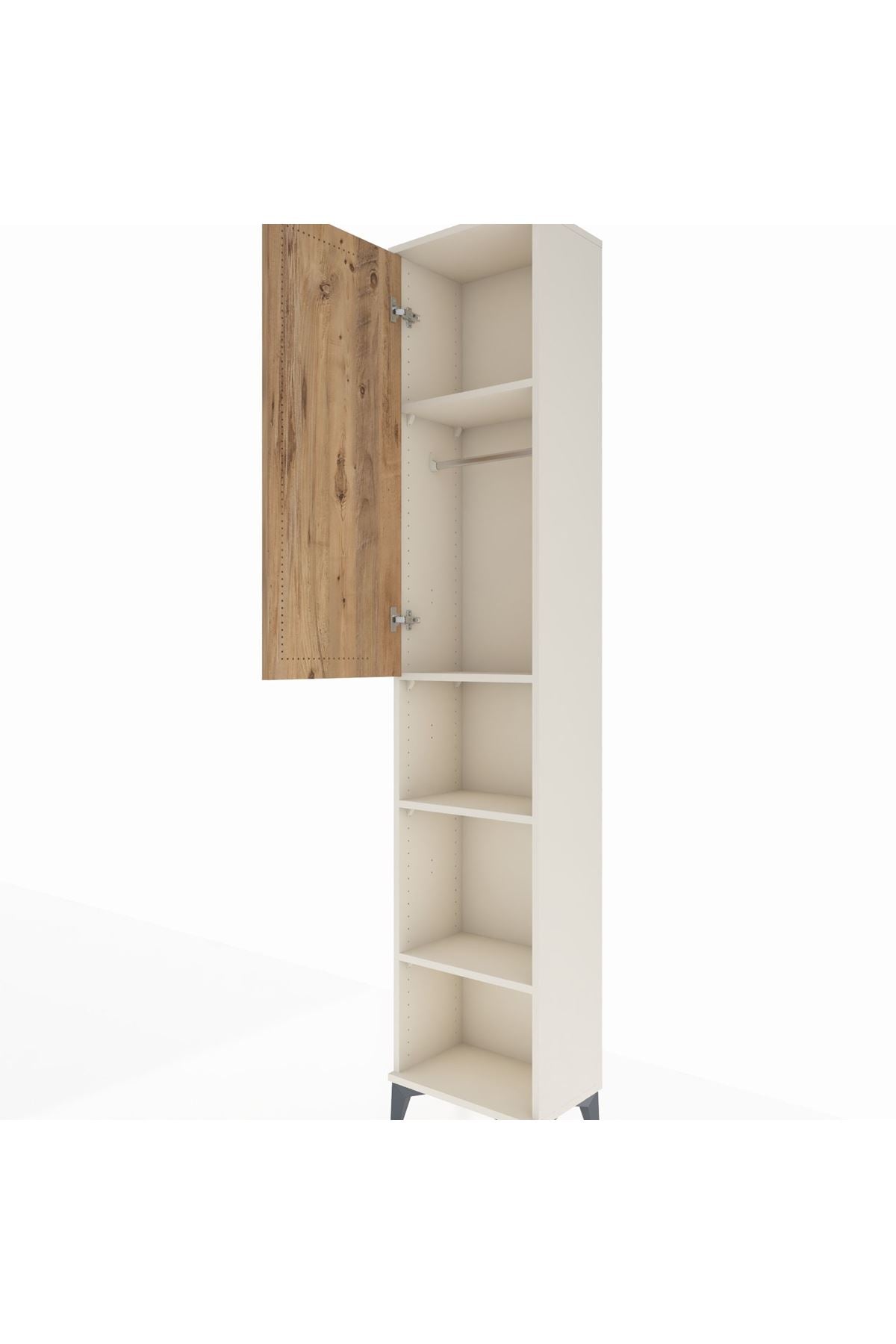 Arges Dolap 4 Raflı Tek Kapaklı Tek Askılı 44x30x221 Aytaşı-Çam