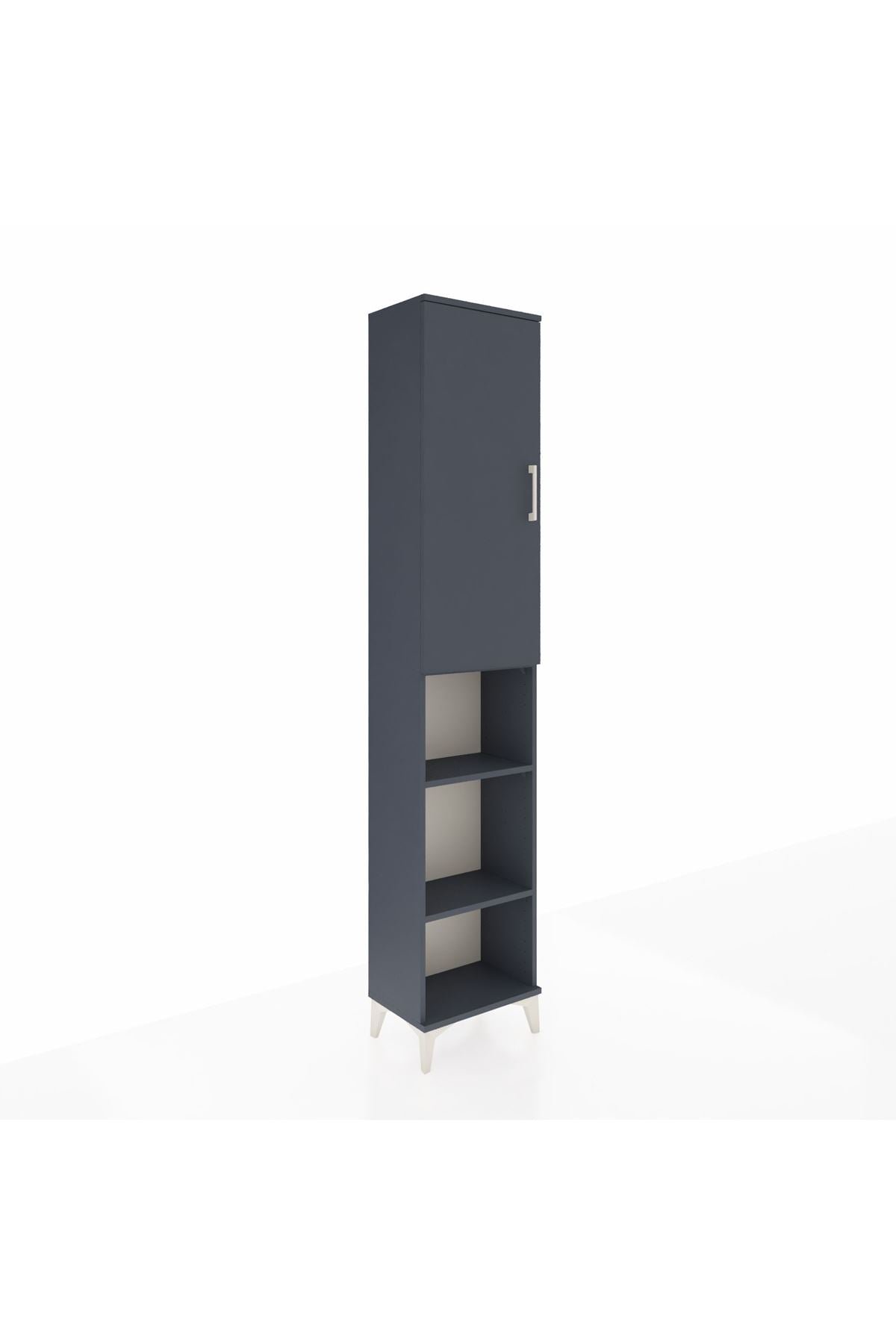 Arges Dolap 4 Raflı Tek Kapaklı Tek Askılı 44x30x221 Antrasit-Antrasit