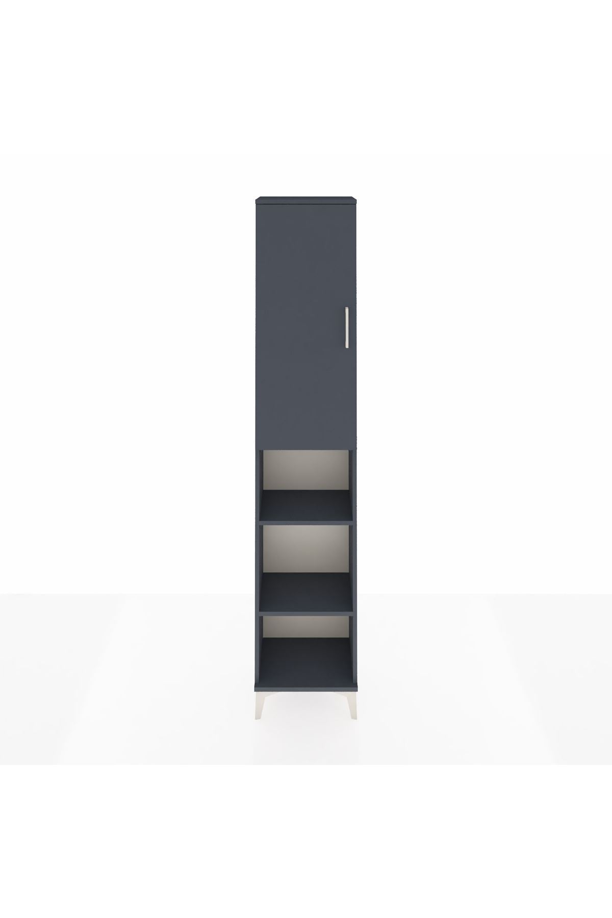 Arges Dolap 4 Raflı Tek Kapaklı Tek Askılı 44x30x221 Antrasit-Antrasit