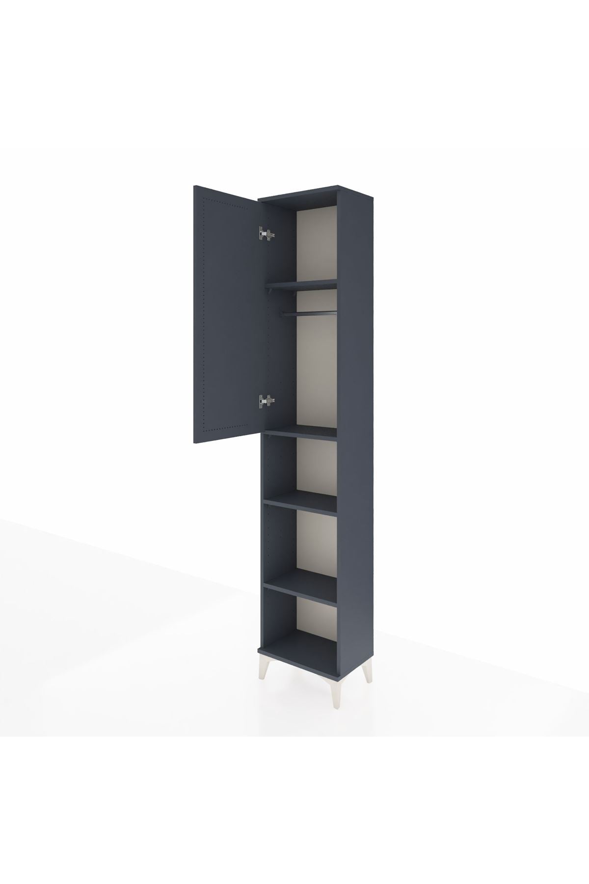 Arges Dolap 4 Raflı Tek Kapaklı Tek Askılı 44x30x221 Antrasit-Antrasit