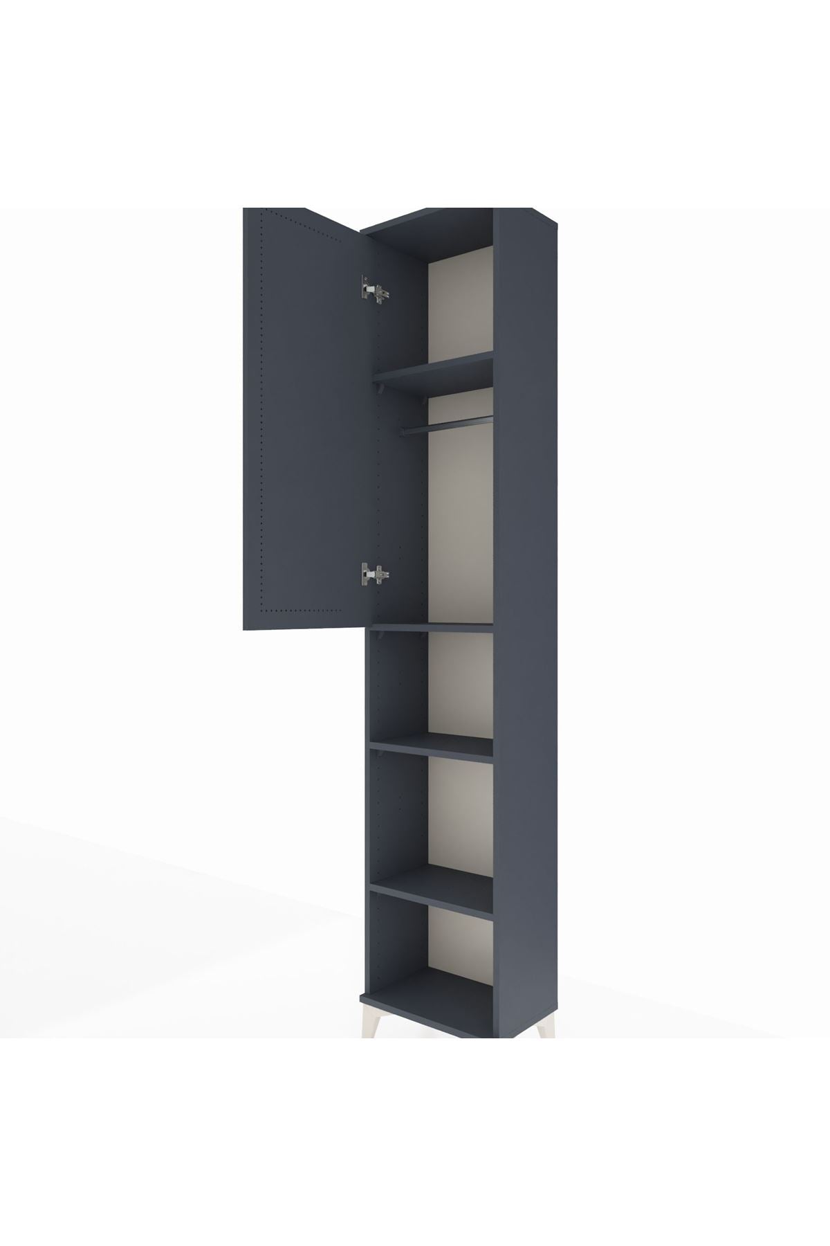 Arges Dolap 4 Raflı Tek Kapaklı Tek Askılı 44x30x221 Antrasit-Antrasit