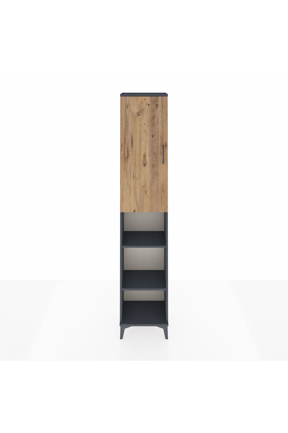 Arges Dolap 4 Raflı Tek Kapaklı Tek Askılı 44x30x221 Antrasit-Çam