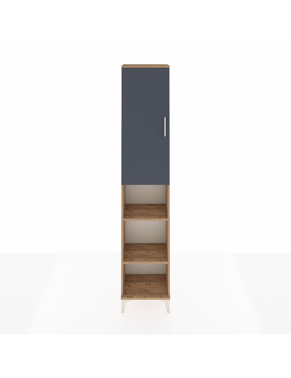 Arges Dolap 4 Raflı Tek Kapaklı Tek Askılı 44x30x221 Çam-Antrasit