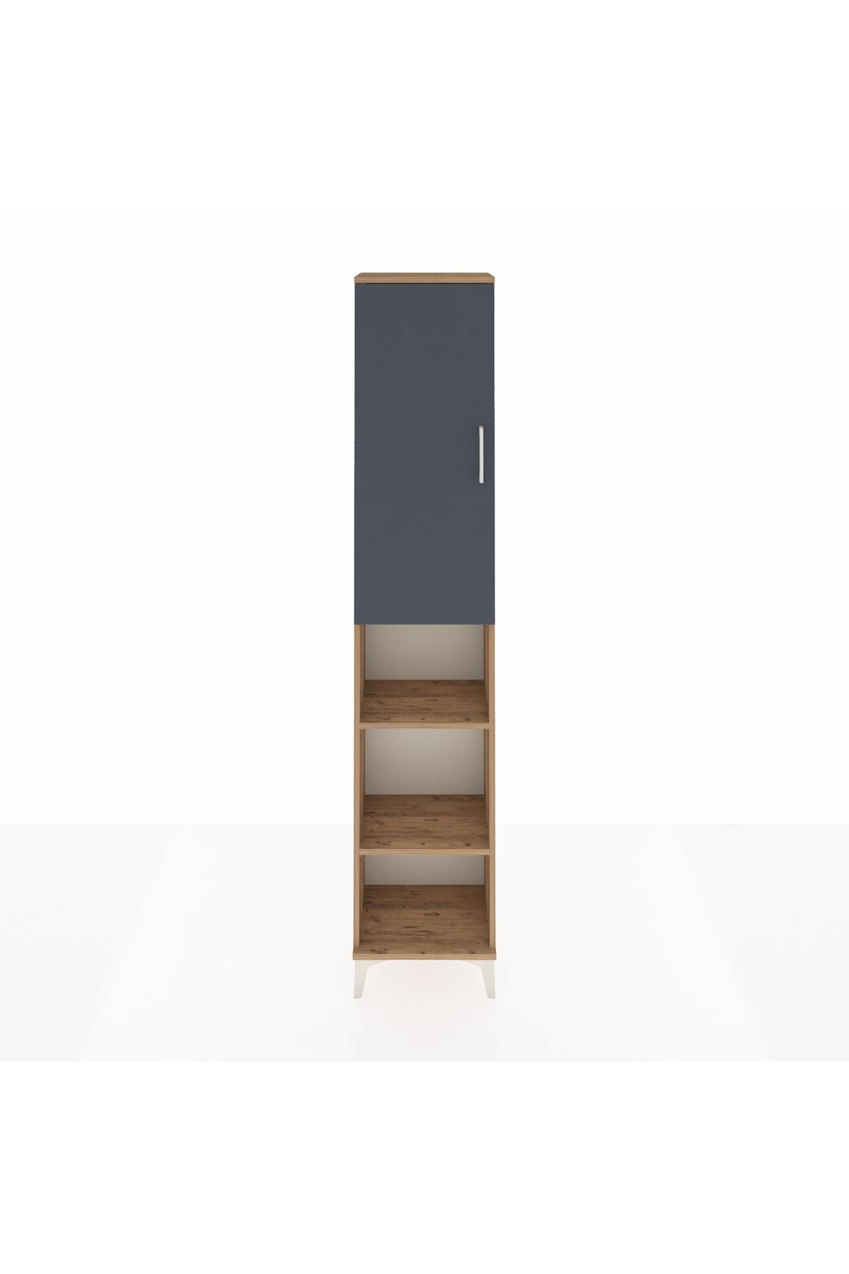 Arges Dolap 4 Raflı Tek Kapaklı Tek Askılı 44x30x221 Çam-Antrasit