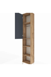 Arges Dolap 4 Raflı Tek Kapaklı Tek Askılı 44x30x221 Çam-Antrasit