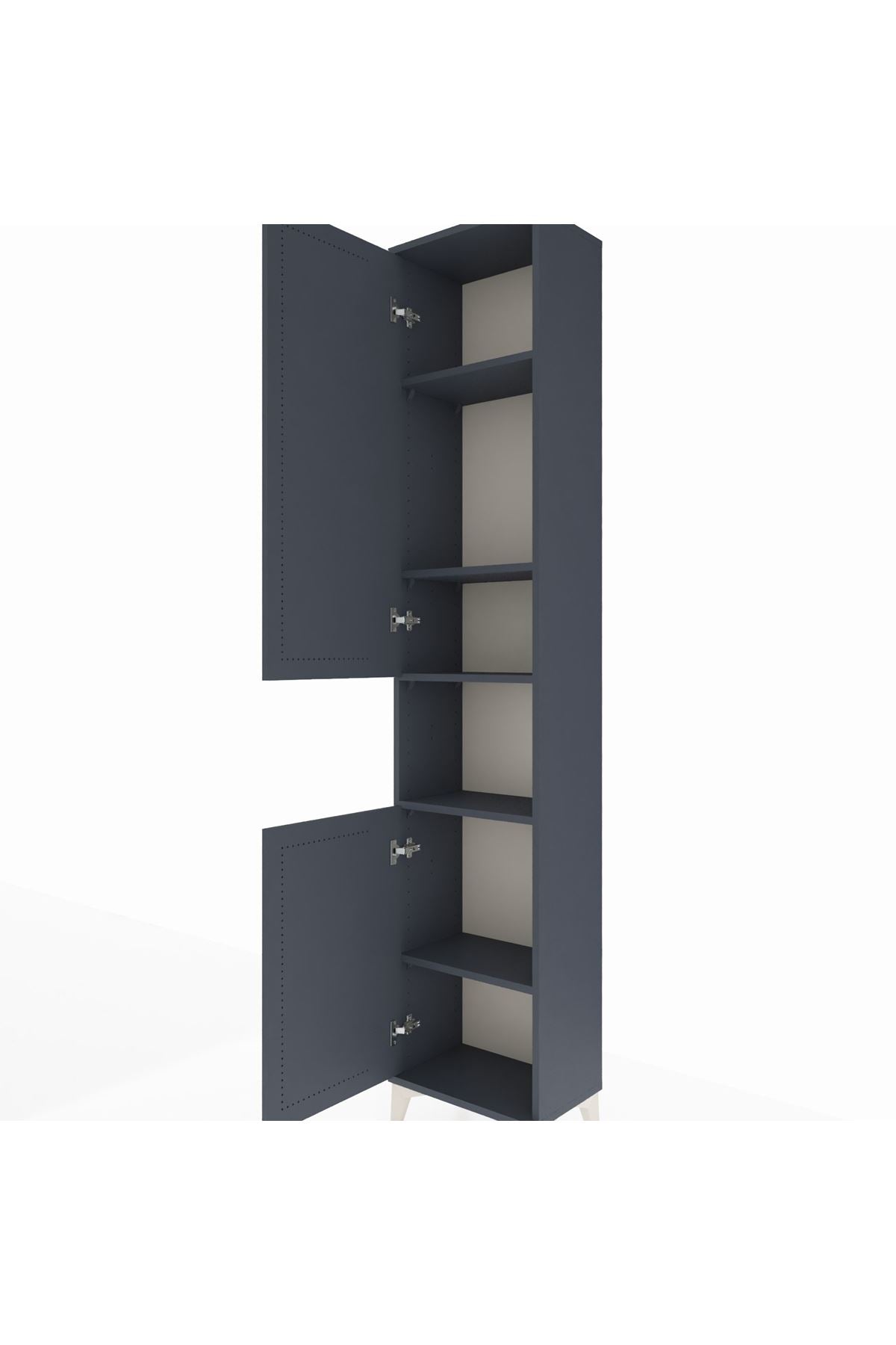 Arges Dolap 5 Raflı 2 Kapaklı 44x30x221 Antrasit-Antrasit