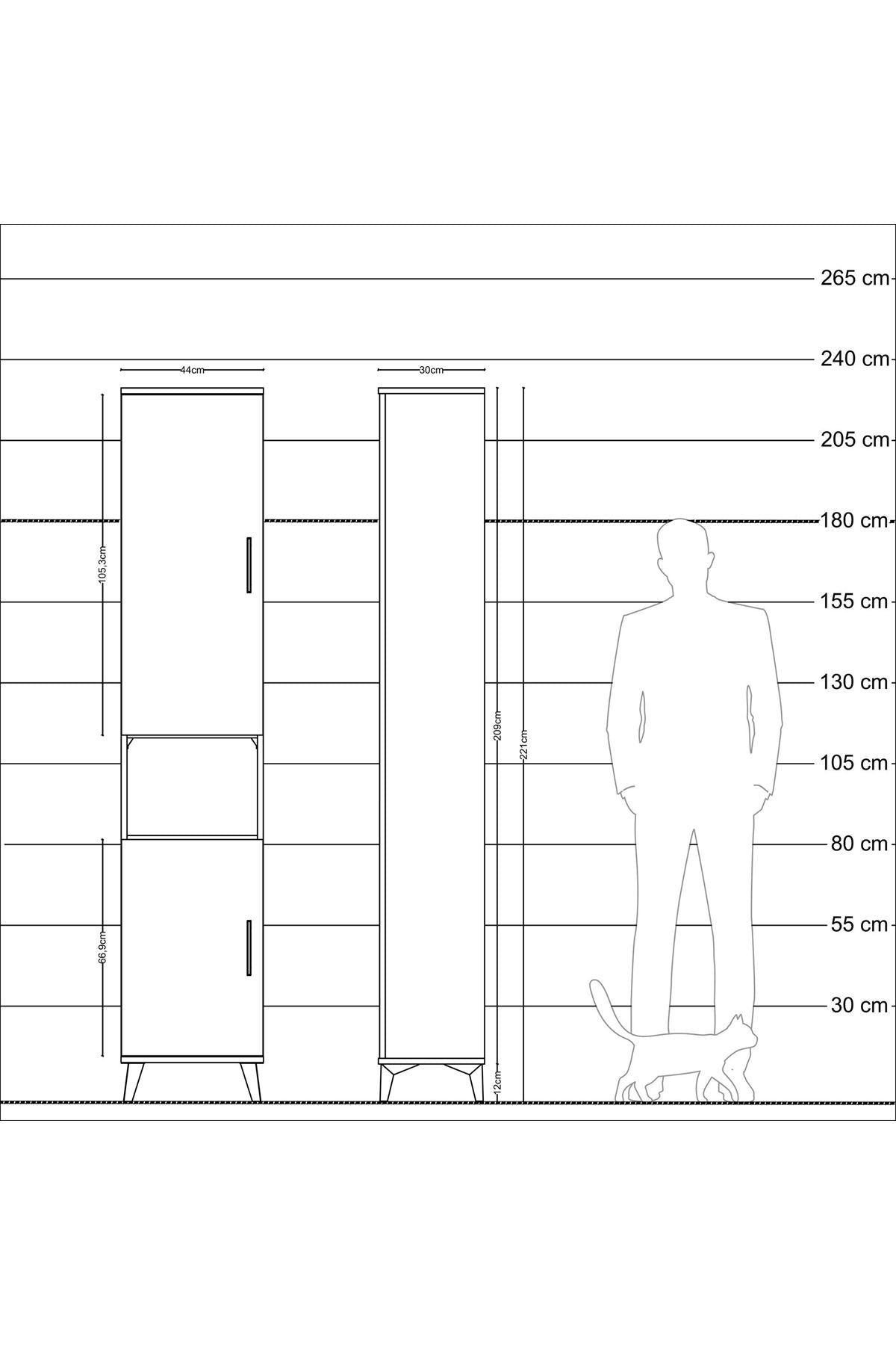 Arges Dolap 5 Raflı 2 Kapaklı 44x30x221 Antrasit-Antrasit