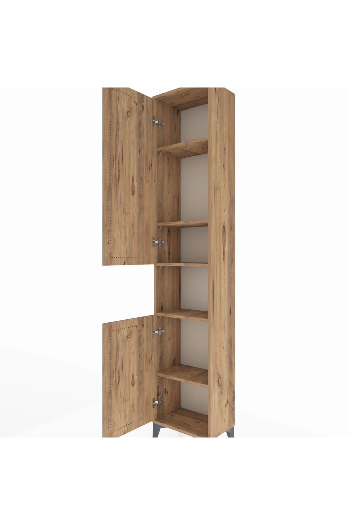 Arges Dolap 5 Raflı 2 Kapaklı 44x30x221 Çam-Çam