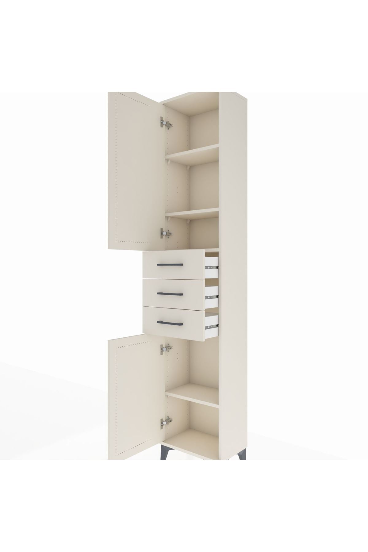 Arges Dolap 4 Raflı 3 Çekmeceli 2 Kapaklı 44x30x221 Aytaşı-Aytaşı