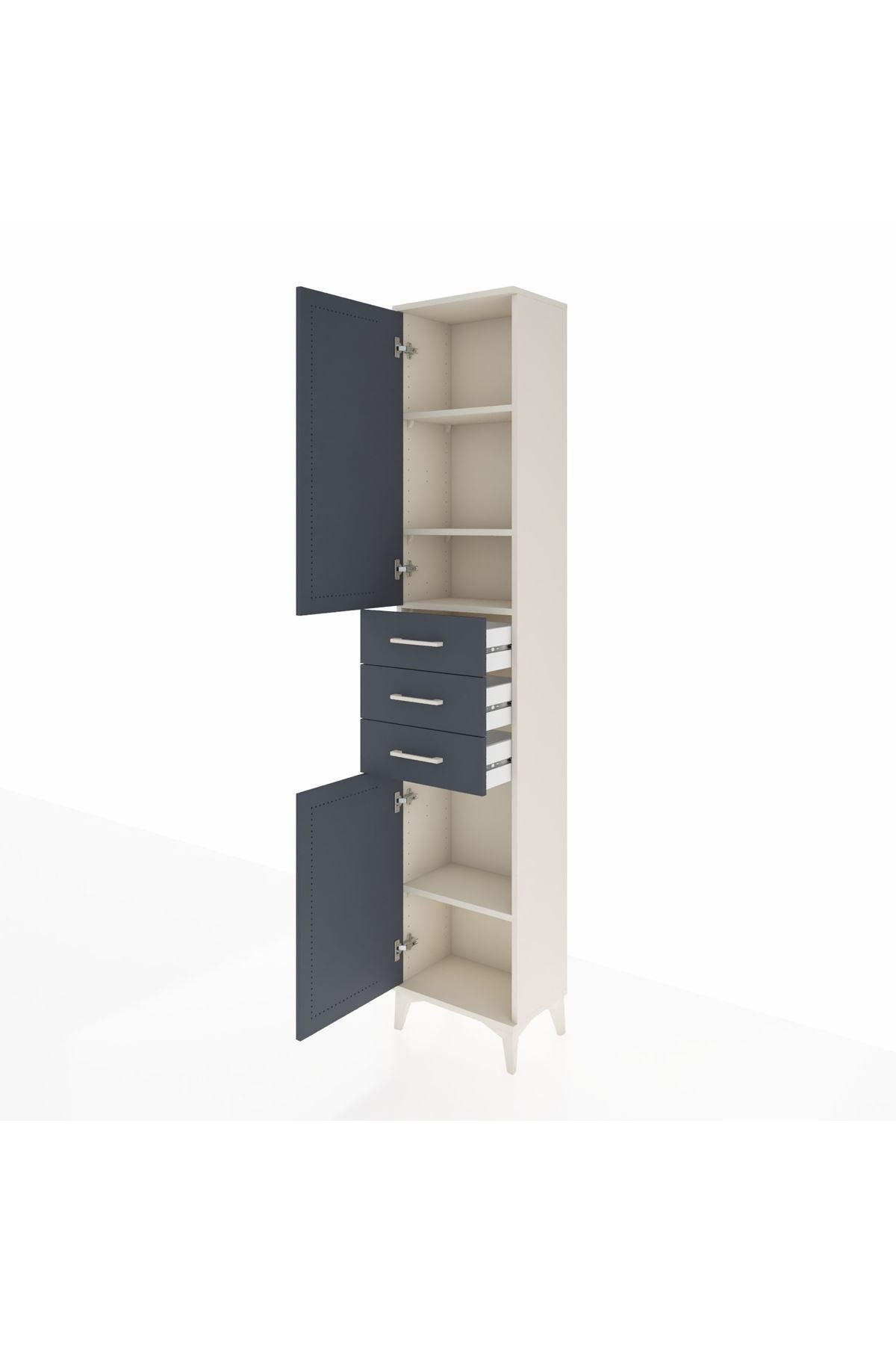 Arges Dolap 4 Raflı 3 Çekmeceli 2 Kapaklı 44x30x221 Aytaşı-Antrasit