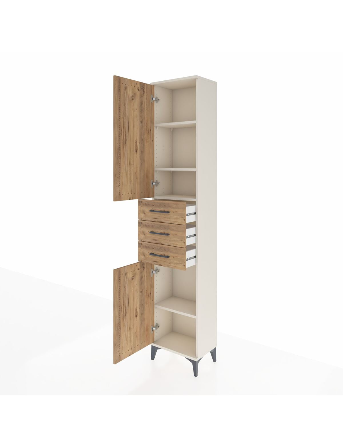 Arges Dolap 4 Raflı 3 Çekmeceli 2 Kapaklı 44x30x221 - S28M205V3A