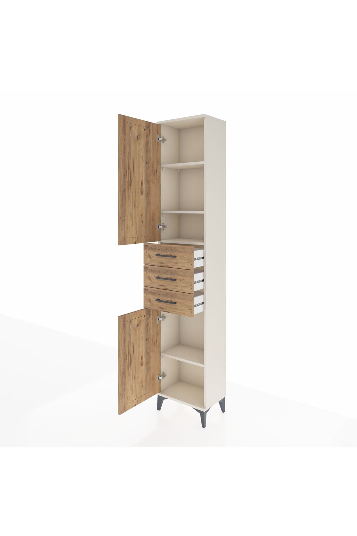 Arges Dolap 4 Raflı 3 Çekmeceli 2 Kapaklı 44x30x221 Aytaşı-Çam