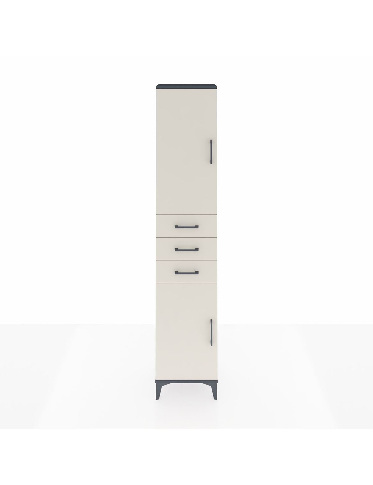 Arges Dolap 4 Raflı 3 Çekmeceli 2 Kapaklı 44x30x221 Antrasit-Aytaşı