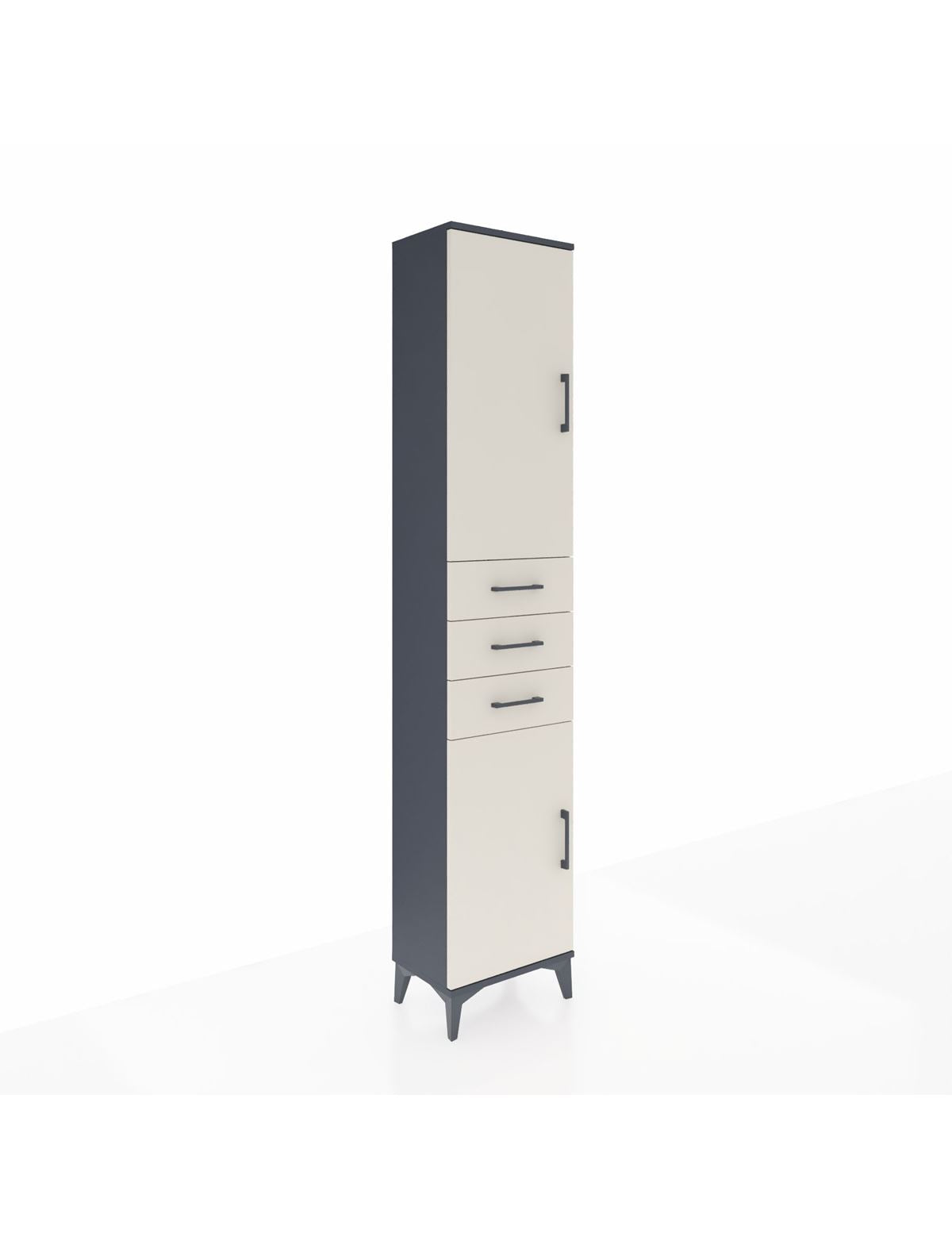 Arges Dolap 4 Raflı 3 Çekmeceli 2 Kapaklı 44x30x221 Antrasit-Aytaşı