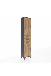 Arges Dolap 4 Raflı 3 Çekmeceli 2 Kapaklı 44x30x221 Antrasit-Çam