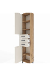 Arges Dolap 4 Raflı 3 Çekmeceli 2 Kapaklı 44x30x221 Çam-Aytaşı