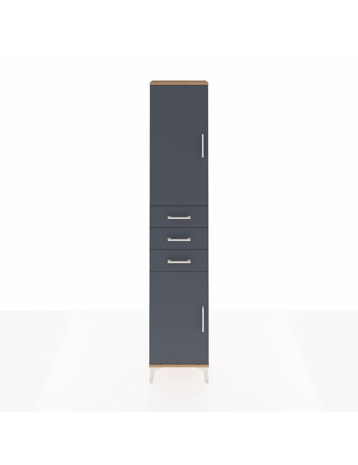 Arges Dolap 4 Raflı 3 Çekmeceli 2 Kapaklı 44x30x221 Çam-Antrasit