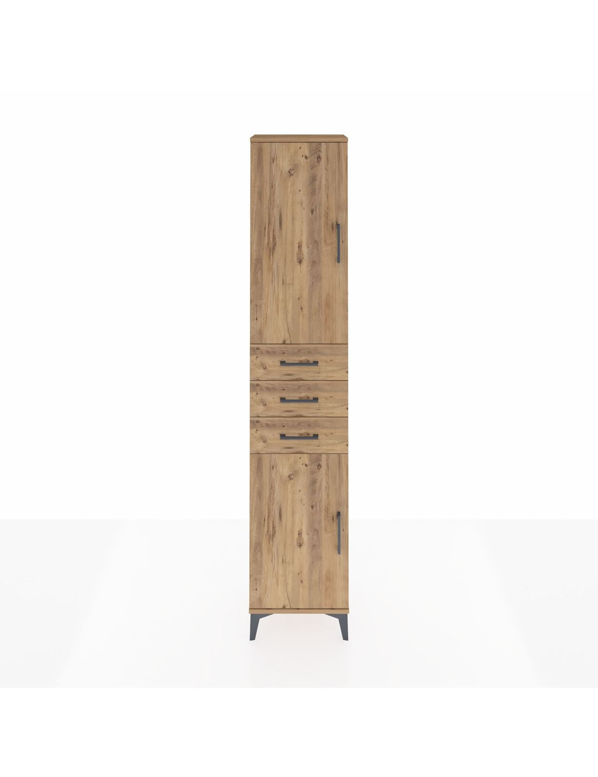 Arges Dolap 4 Raflı 3 Çekmeceli 2 Kapaklı 44x30x221 Çam-Çam