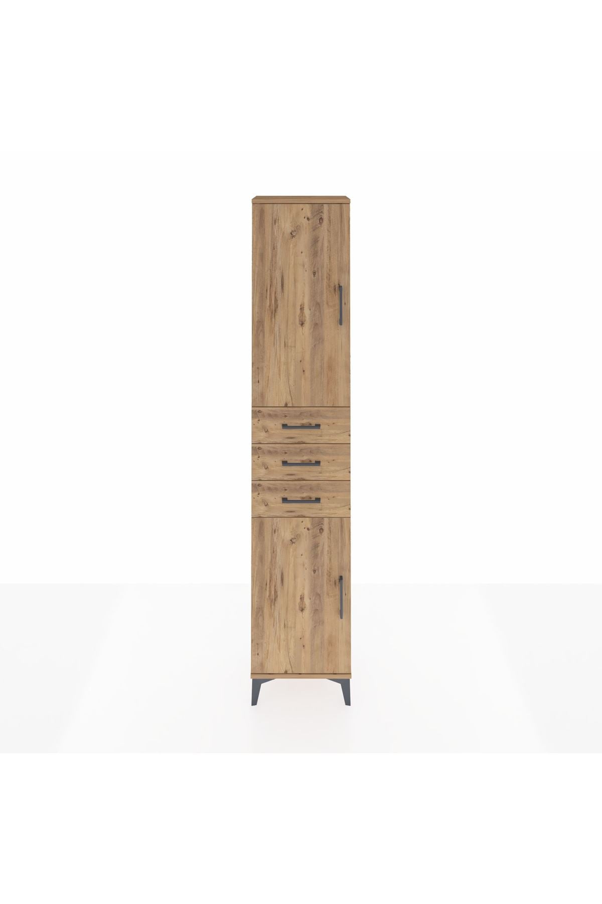 Arges Dolap 4 Raflı 3 Çekmeceli 2 Kapaklı 44x30x221 Çam-Çam