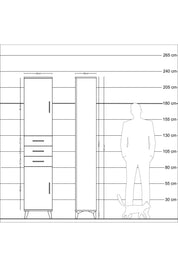 Arges Dolap 4 Raflı 3 Çekmeceli 2 Kapaklı 44x30x221 Çam-Çam