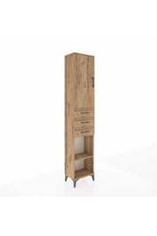 Arges Dolap 4 Raflı 3 Çekmeceli Tek Kapaklı 44x30x221 Çam-Çam