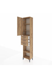 Arges Dolap 4 Raflı 3 Çekmeceli Tek Kapaklı 44x30x221 Çam-Çam