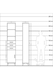 Arges Dolap 4 Raflı 3 Çekmeceli Tek Kapaklı 44x30x221 Aytaşı-Çam