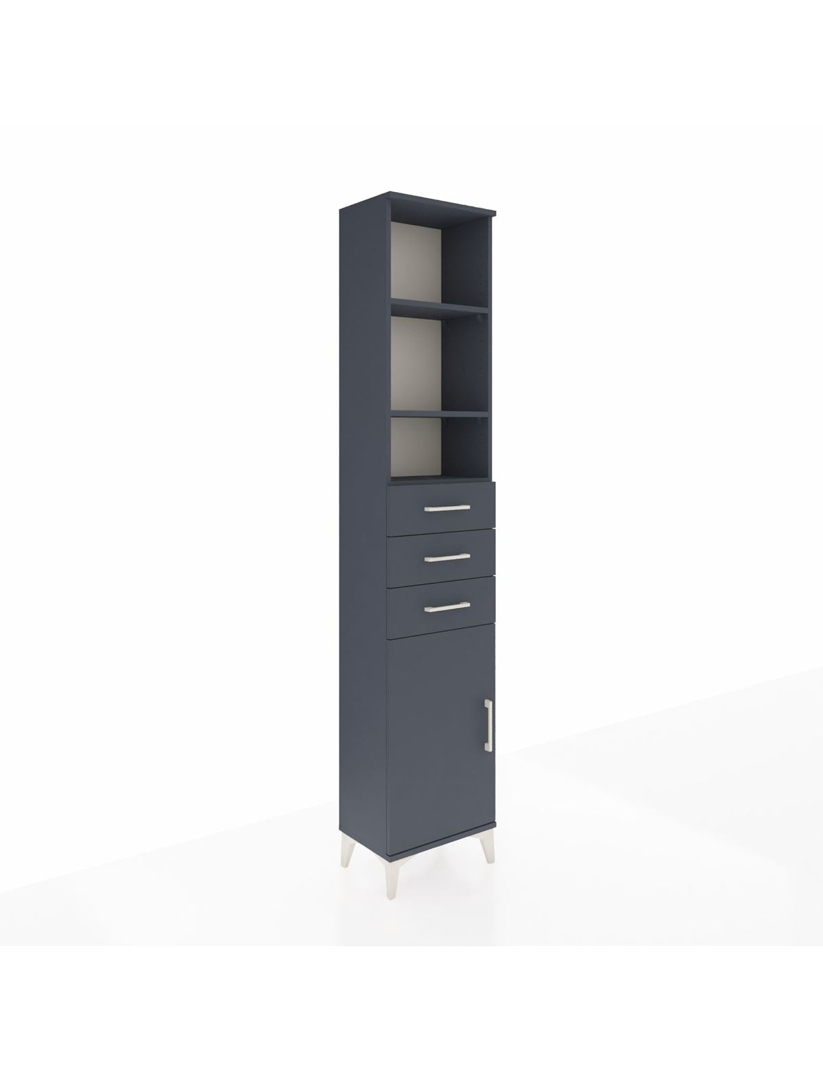 Arges Dolap 4 Raflı 3 Çekmeceli Tek Kapaklı 44x30x221 Antrasit-Antrasit