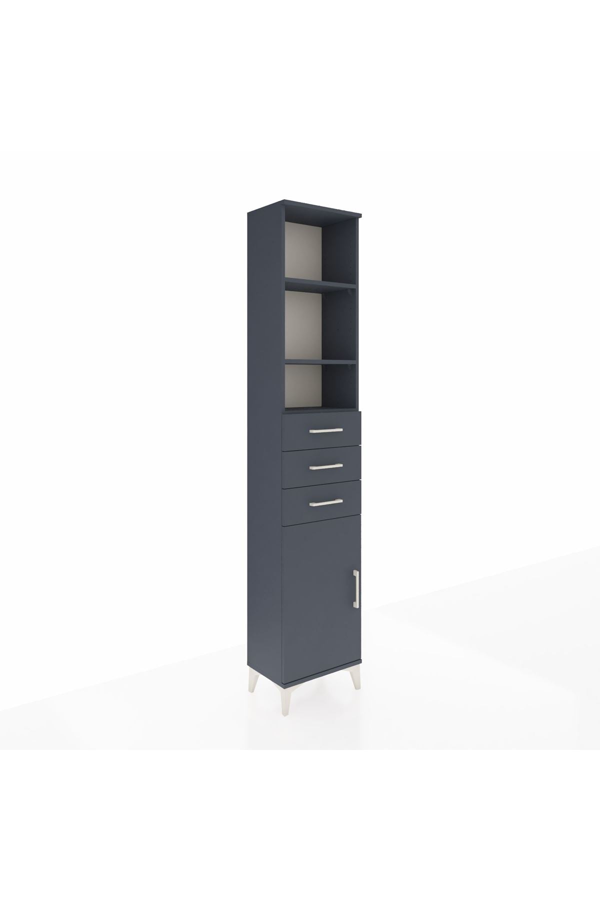 Arges Dolap 4 Raflı 3 Çekmeceli Tek Kapaklı 44x30x221 Antrasit-Antrasit
