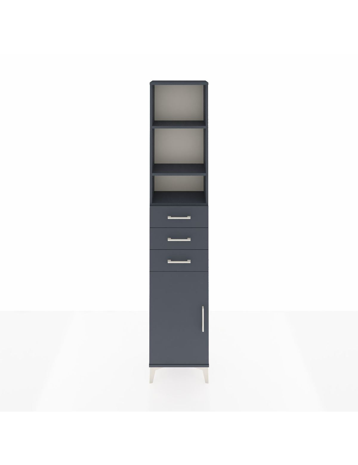 Arges Dolap 4 Raflı 3 Çekmeceli Tek Kapaklı 44x30x221 Antrasit-Antrasit