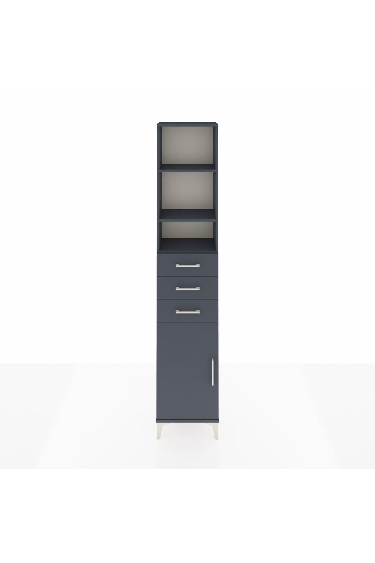 Arges Dolap 4 Raflı 3 Çekmeceli Tek Kapaklı 44x30x221 Antrasit-Antrasit