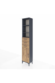 Arges Dolap 4 Raflı 3 Çekmeceli Tek Kapaklı 44x30x221 Antrasit-Çam