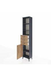 Arges Dolap 4 Raflı 3 Çekmeceli Tek Kapaklı 44x30x221 Antrasit-Çam