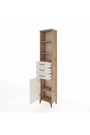 Arges Dolap 4 Raflı 3 Çekmeceli Tek Kapaklı 44x30x221 Çam-Aytaşı