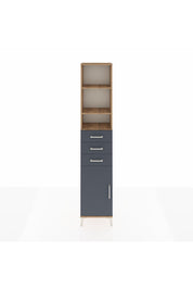 Arges Dolap 4 Raflı 3 Çekmeceli Tek Kapaklı 44x30x221 Çam-Antrasit