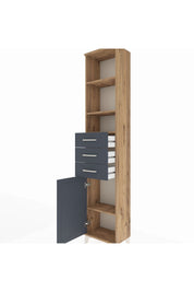 Arges Dolap 4 Raflı 3 Çekmeceli Tek Kapaklı 44x30x221 Çam-Antrasit