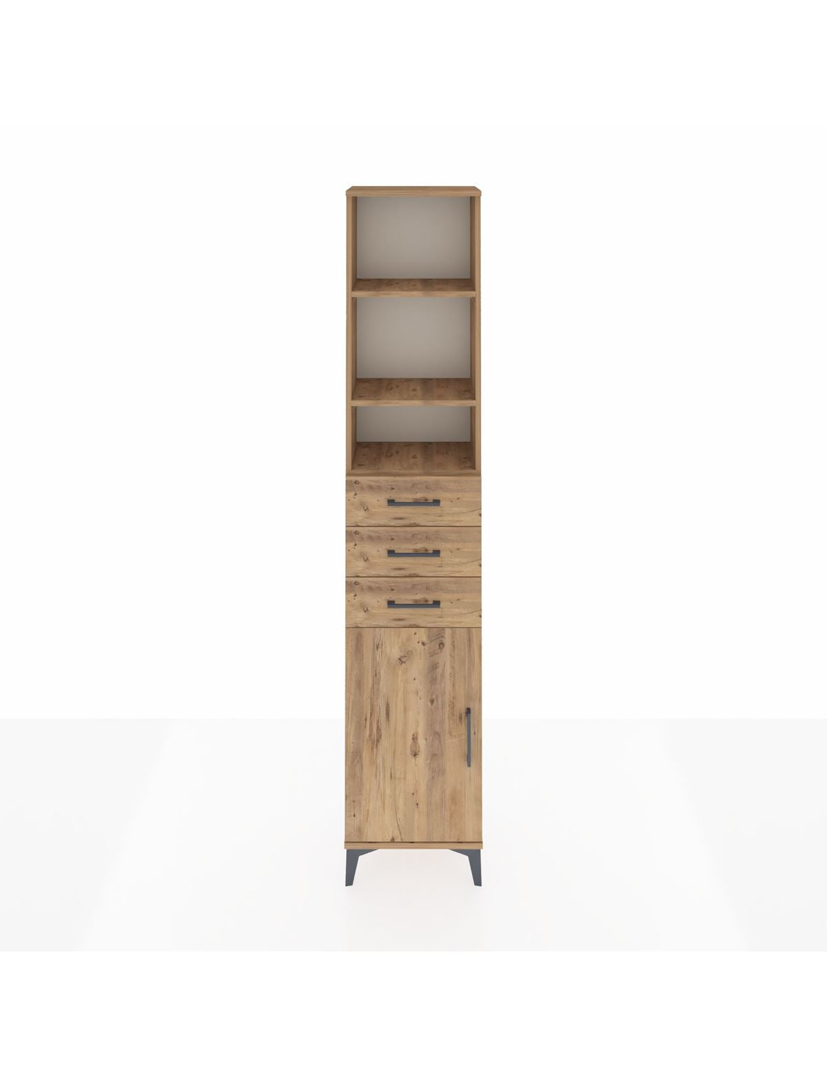 Arges Dolap 4 Raflı 3 Çekmeceli Tek Kapaklı 44x30x221 Çam-Çam