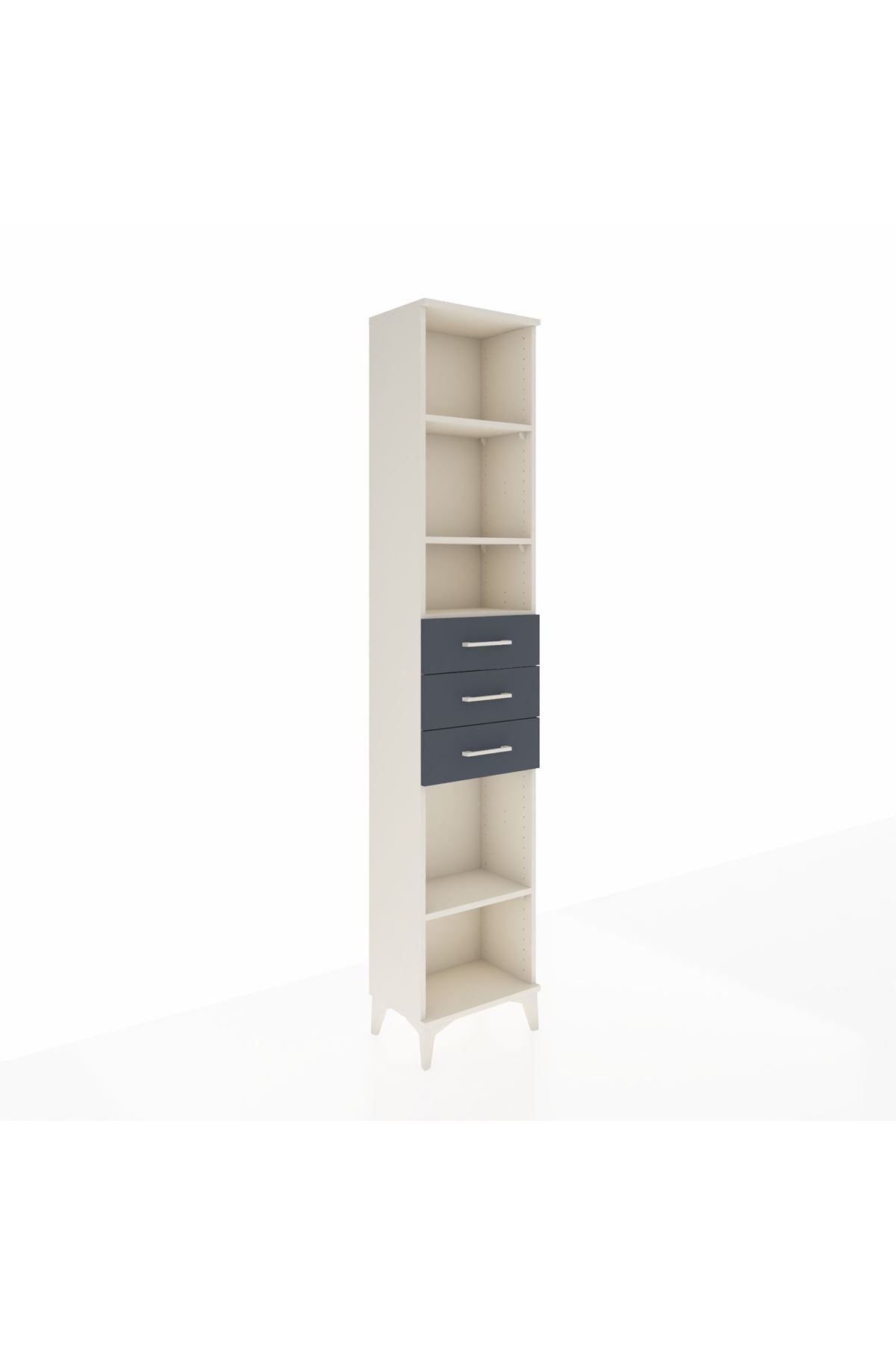 Arges Dolap 4 Raflı 3 Çekmeceli 44x30x221 Aytaşı-Antrasit