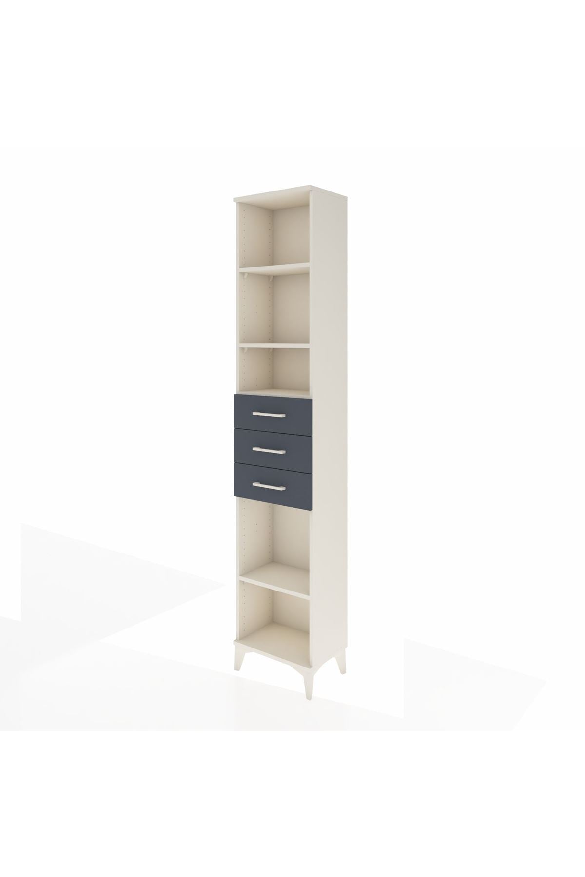 Arges Dolap 4 Raflı 3 Çekmeceli 44x30x221 Aytaşı-Antrasit