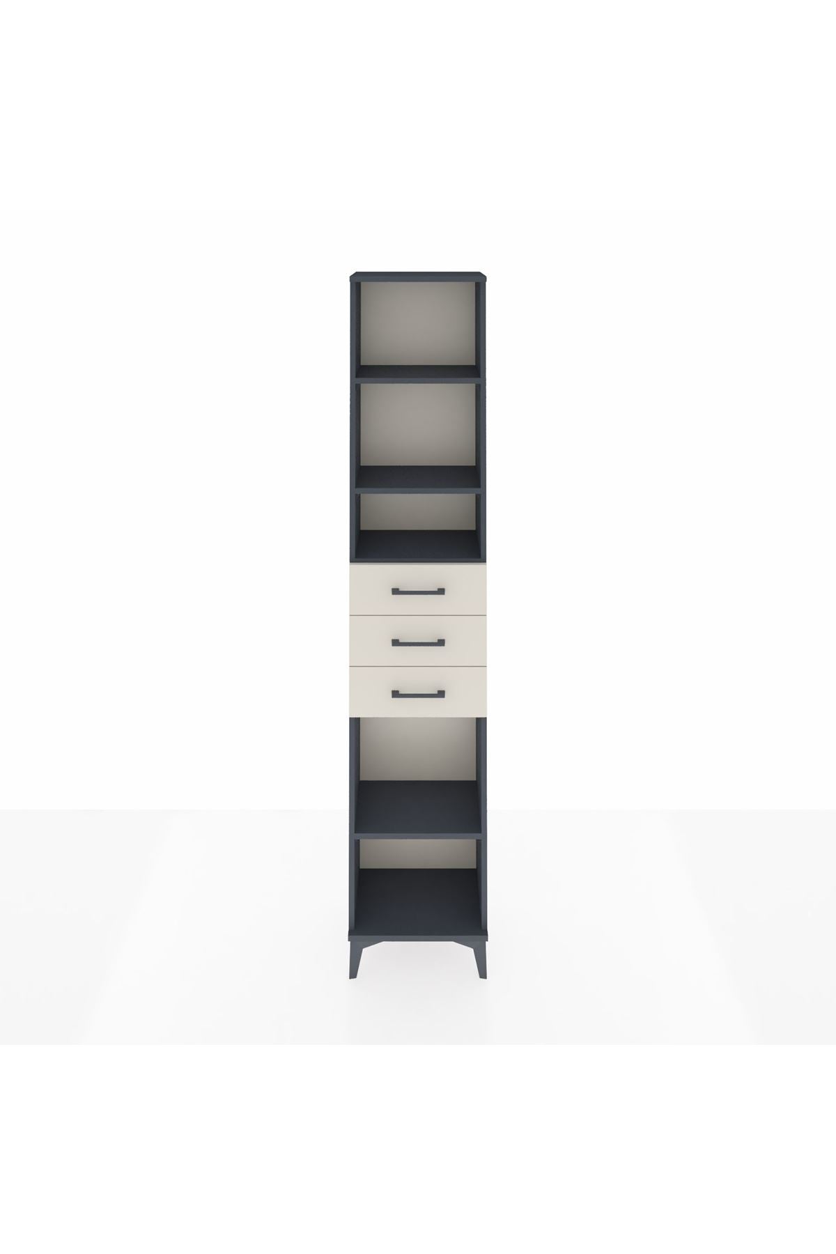 Arges Dolap 4 Raflı 3 Çekmeceli 44x30x221 Antrasit-Aytaşı