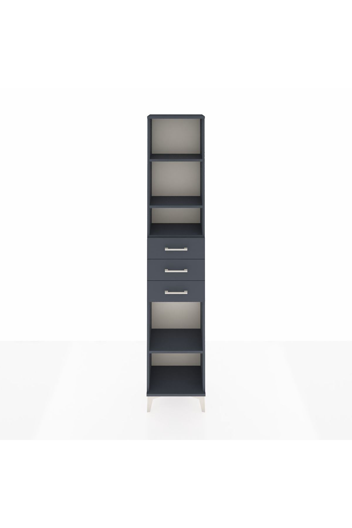 Arges Dolap 4 Raflı 3 Çekmeceli 44x30x221 Antrasit-Antrasit