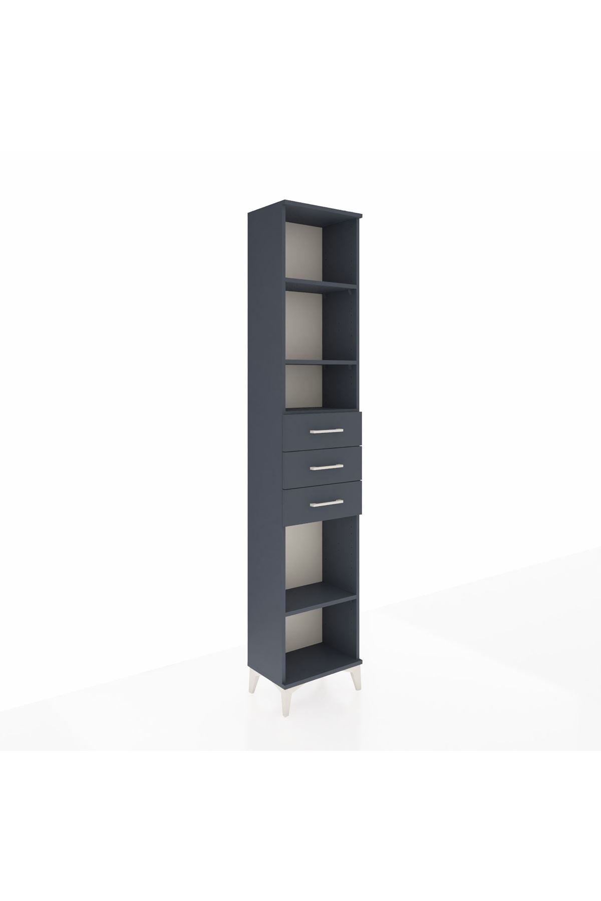 Arges Dolap 4 Raflı 3 Çekmeceli 44x30x221 Antrasit-Antrasit