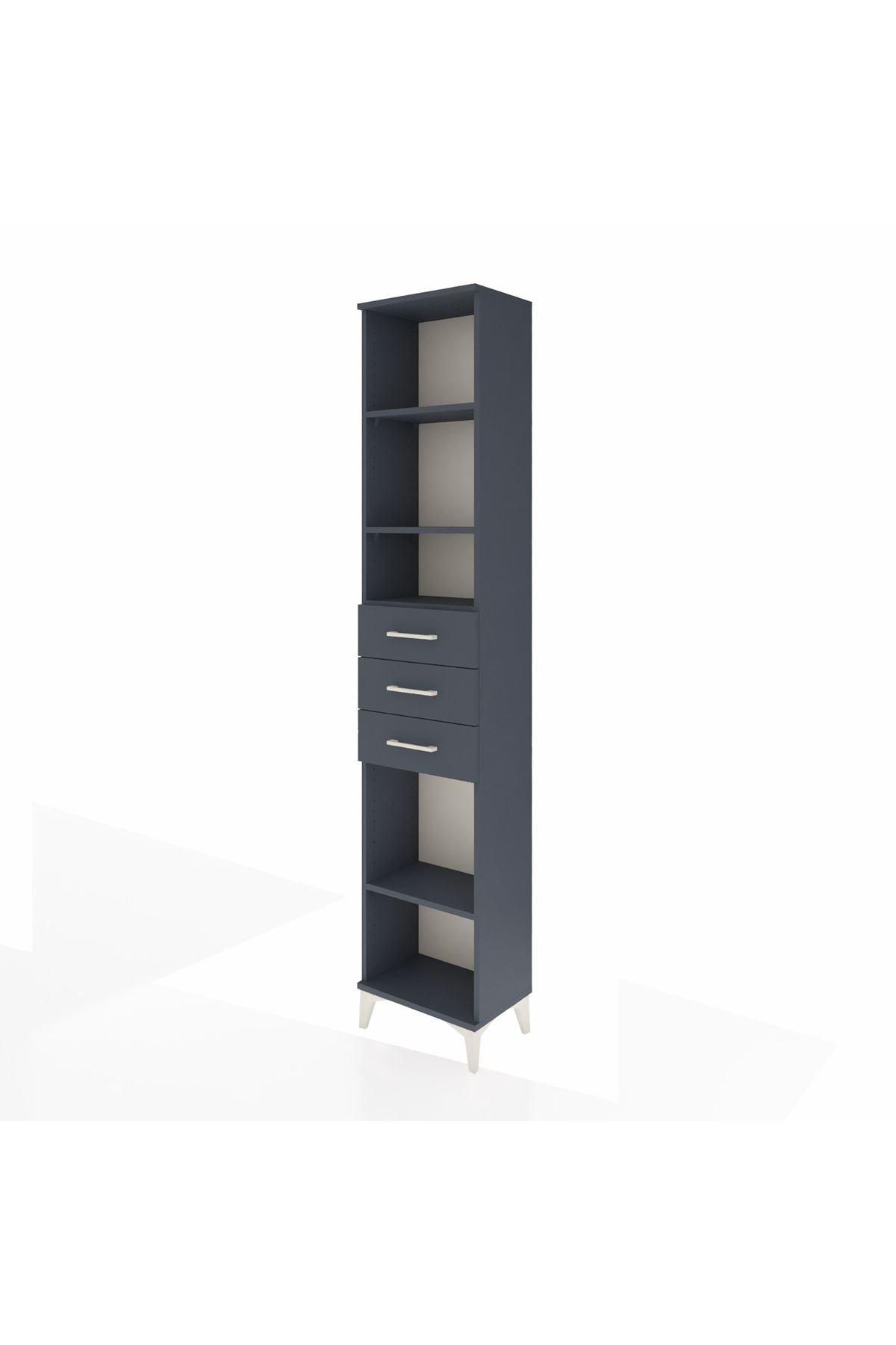 Arges Dolap 4 Raflı 3 Çekmeceli 44x30x221 Antrasit-Antrasit