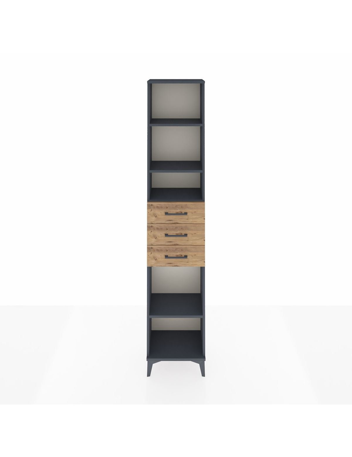 Arges Dolap 4 Raflı 3 Çekmeceli 44x30x221 Antrasit-Çam