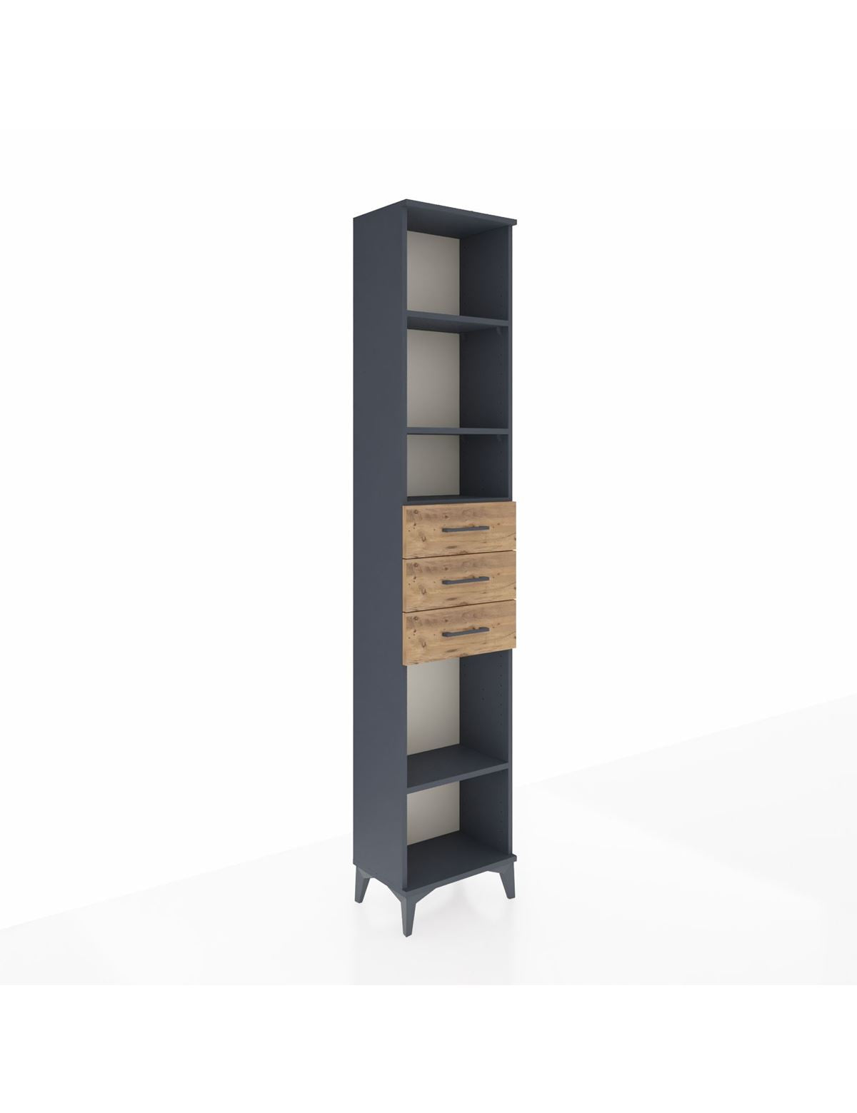 Arges Dolap 4 Raflı 3 Çekmeceli 44x30x221 Antrasit-Çam