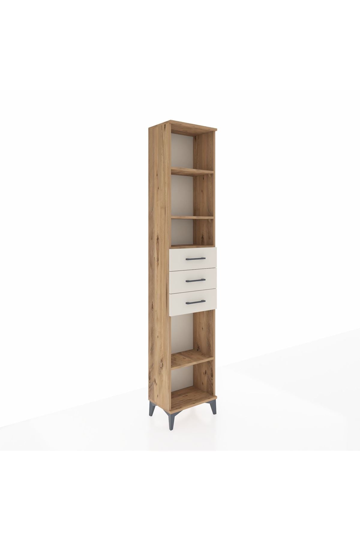 Arges Dolap 4 Raflı 3 Çekmeceli 44x30x221 Çam-Aytaşı