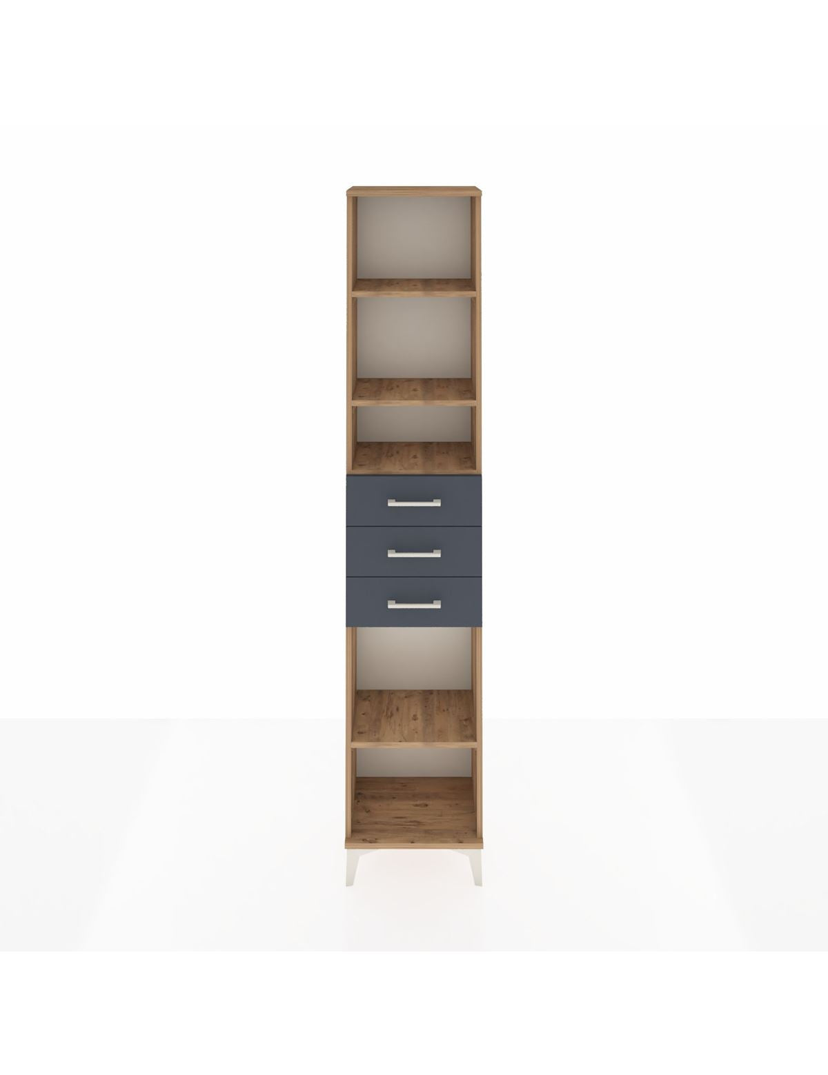 Arges Dolap 4 Raflı 3 Çekmeceli 44x30x221 Çam-Antrasit