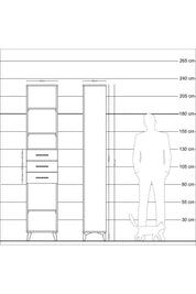 Arges Dolap 4 Raflı 3 Çekmeceli 44x30x221 Çam-Antrasit